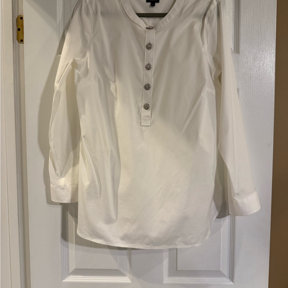 Talbots White Dressy Blouse Long Sleeve.